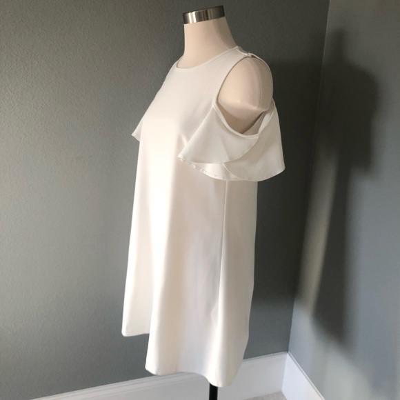 SheIn White Ruffle Cold Shoulder Mini Dress - Picture 15 of 16